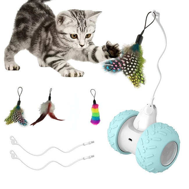 Automatic Interactive Electronic Mouse with 3 Feathers Cat Toys dogz&cat