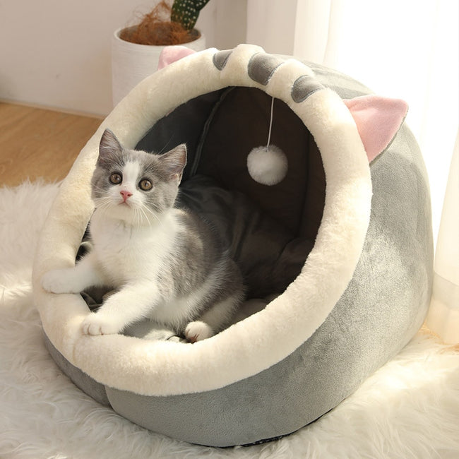 Nest Round Sleeping Cave Kitten Beds Pet Basket House dogz&cat