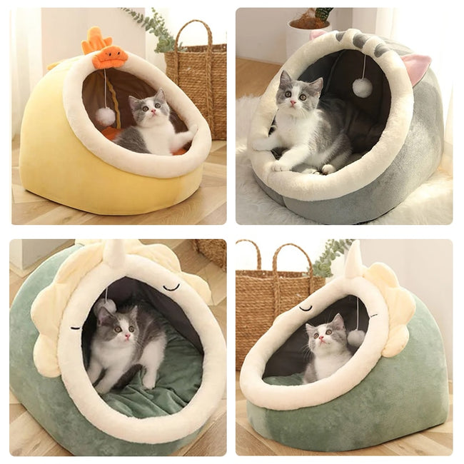 Nest Round Sleeping Cave Kitten Beds Pet Basket House dogz&cat