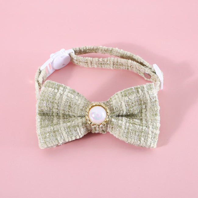 Vintage Pearl Necktie Collar Adjustable Anti suffocation Bow dogz&cat