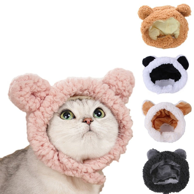 Funny  Cute Bear Ears Warm Plush Pet Headwear dogz&cat